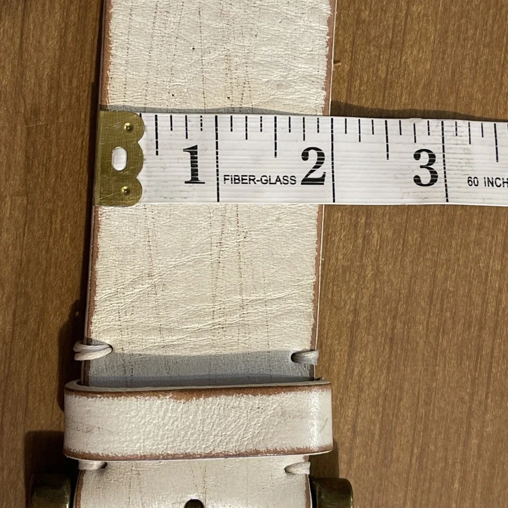 Lauren Ralph Lauren Belt Women XL White Leather Braids Preppy Wide
